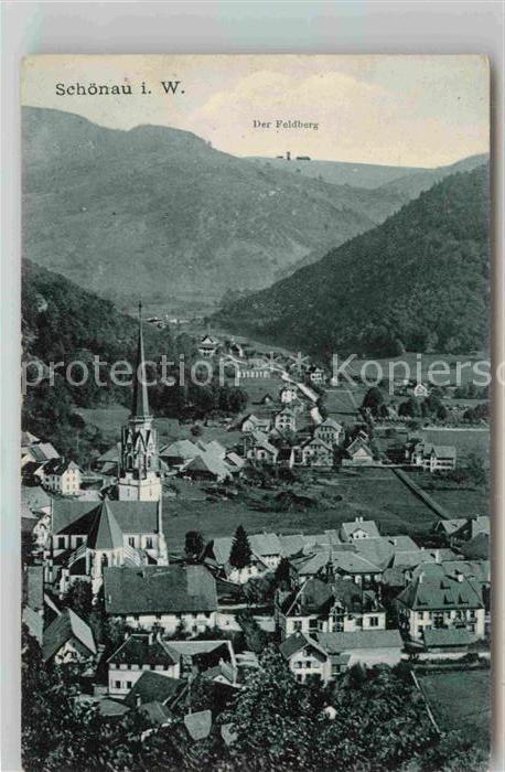 Schoenau Schwarzwald Teilansicht mit Feldberg