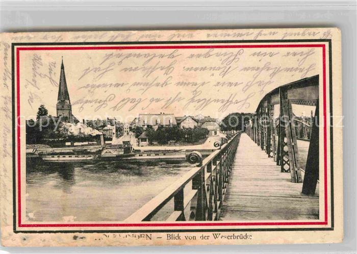 Holzminden Weser Blick von der Weserbruecke