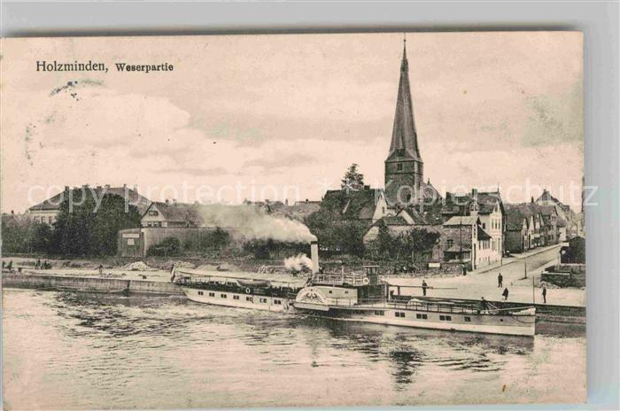 Holzminden Weser Kirche Weserfaehrschiff