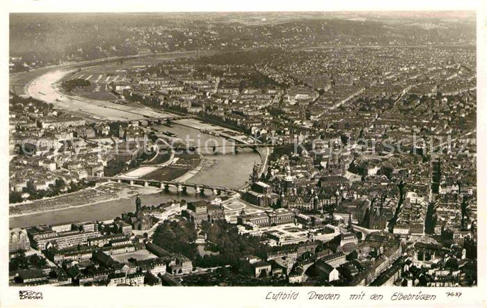 Foto Hahn Nr. 7637 Fliegeraufnahme Dresden Elbebrücke