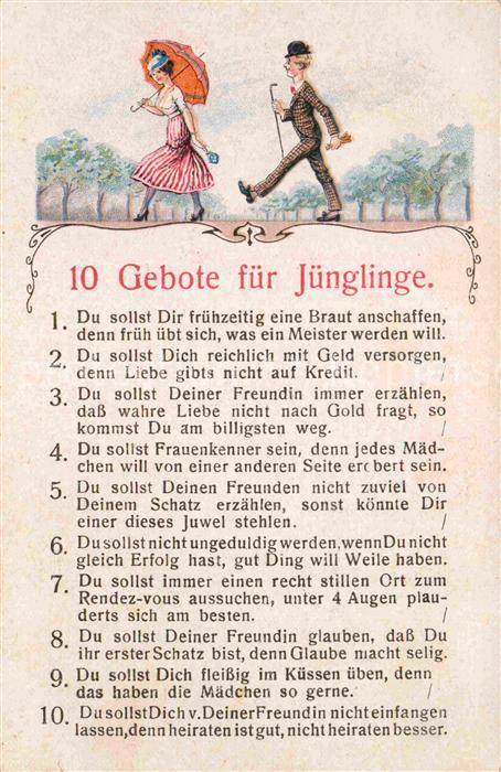 Humor 10 Gebote für Jünglinge