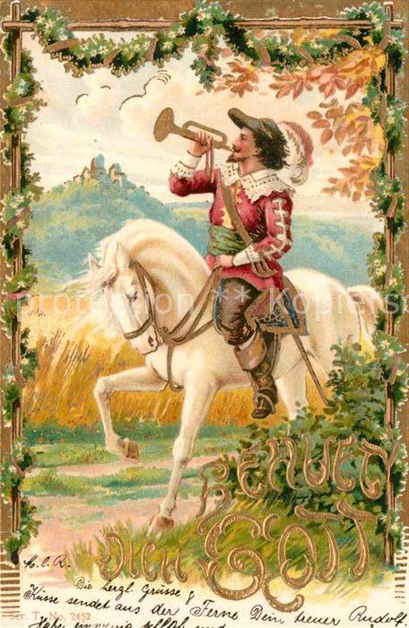 Trompeter Scheffel Pferd Litho