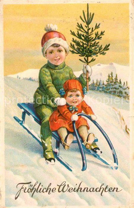 Schlitten Schnee Weihnachten Kinder