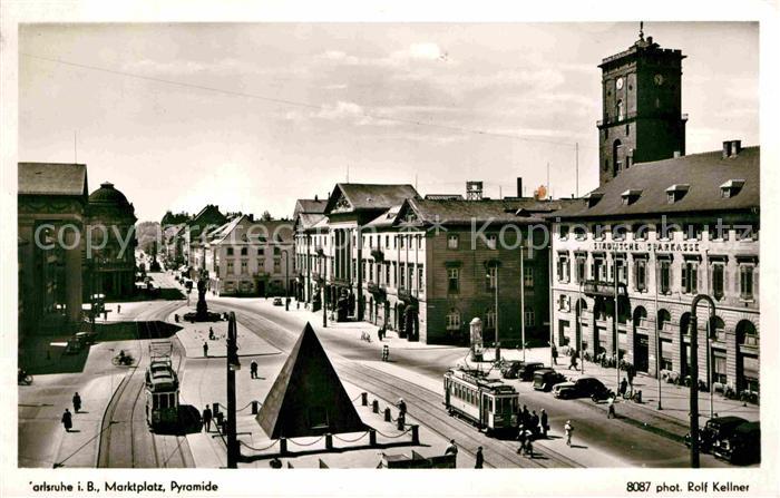 Foto Kellner Rolf Nr. 8087 Karlsruhe Marktplatz Pyramide