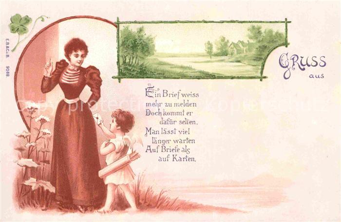 Engel Brief Frau Gedicht Litho
