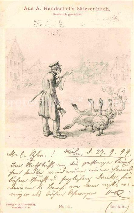 Kuenstlerkarte A. Hendschel Im Amt Gänse