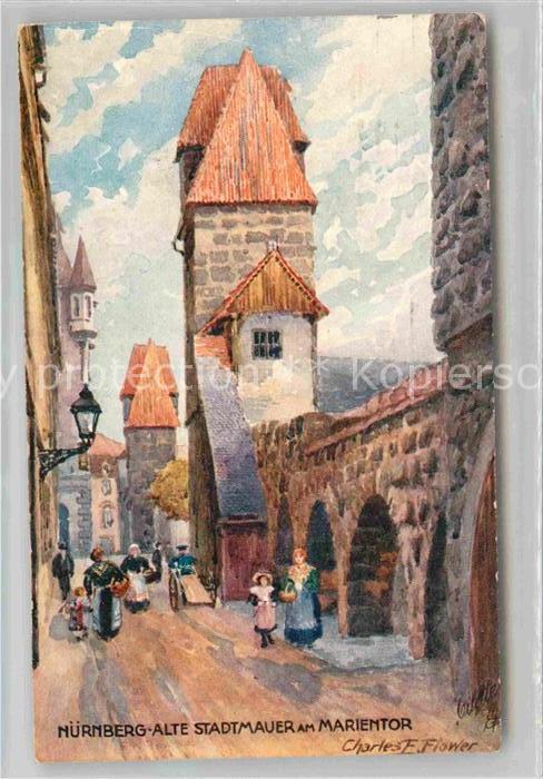 Verlag Tucks Oilette Nr. 733 Nürnberg Alte Stadtmauer am Marient