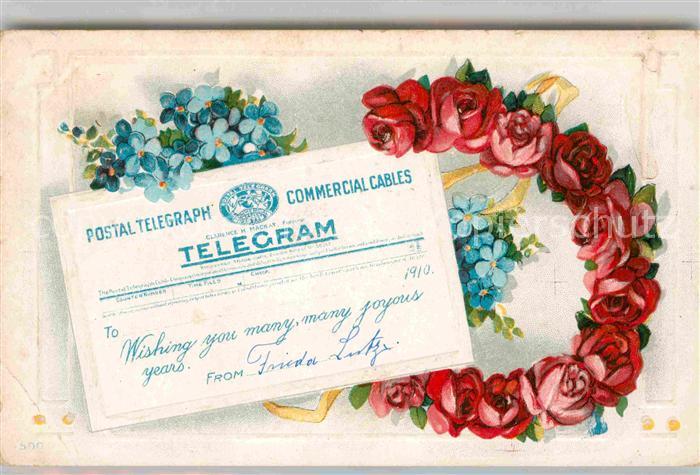 Telegrafie Telegramm Amerika Rosen Vergissmeinnich