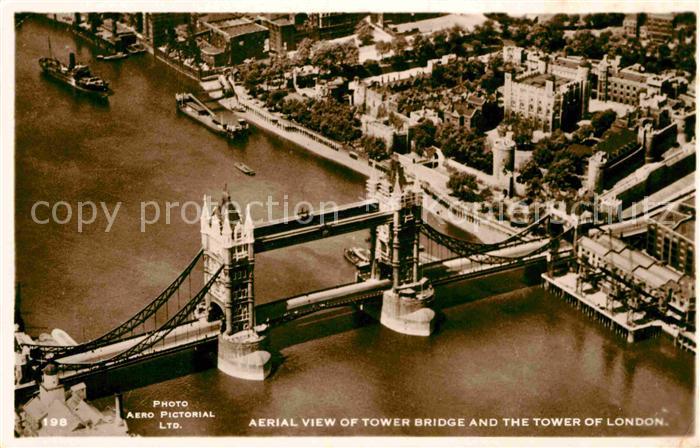 London Tower Bridge and the Tower of London Air view
