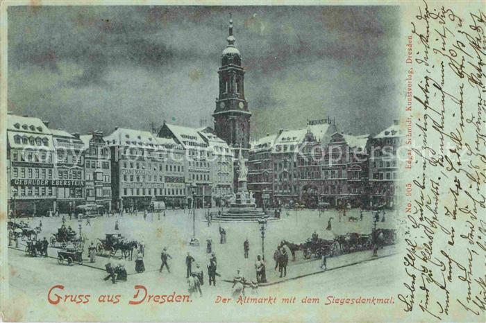DRESDEN Elbe Altmarkt mit Siegesdenkmal