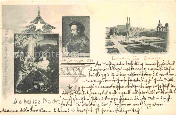 DRESDEN Elbe Kgl Zwinger Correggio Hl Nacht