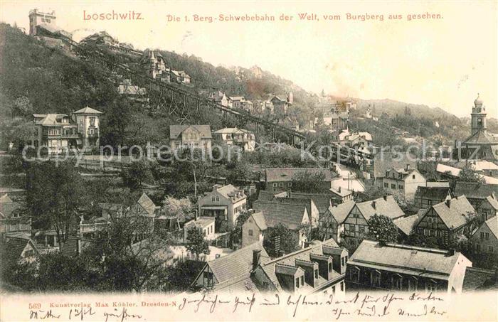 Loschwitz Berg Schwebebahn Blick vom Burgberg