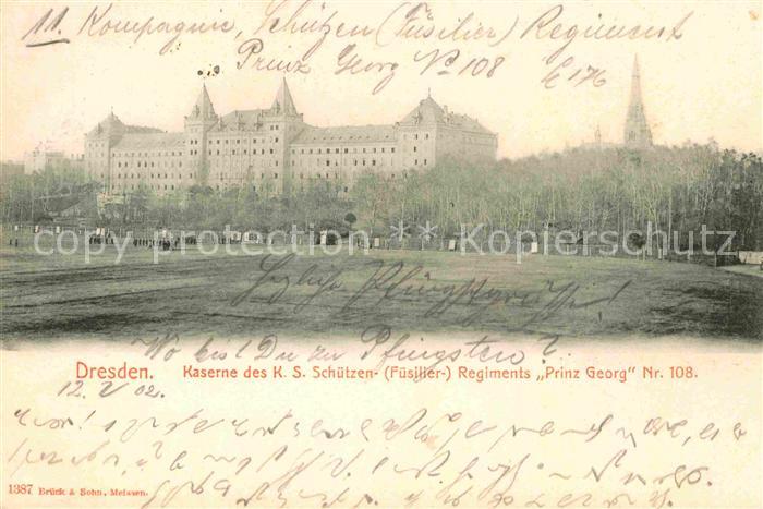 DRESDEN Elbe Kaserne des KS Schuetzen Regiments Prinz Georg Nr 108