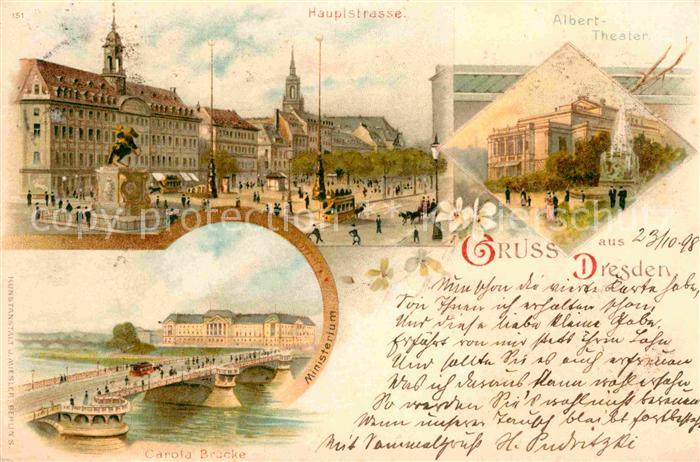 DRESDEN Elbe Hauptstr Albert Theater Carola Bruecke