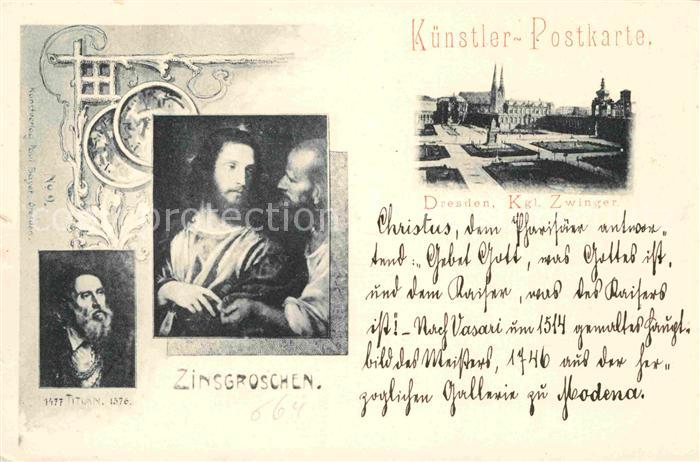 DRESDEN Elbe Kgl Zwinger Zinsgroschen Tizian