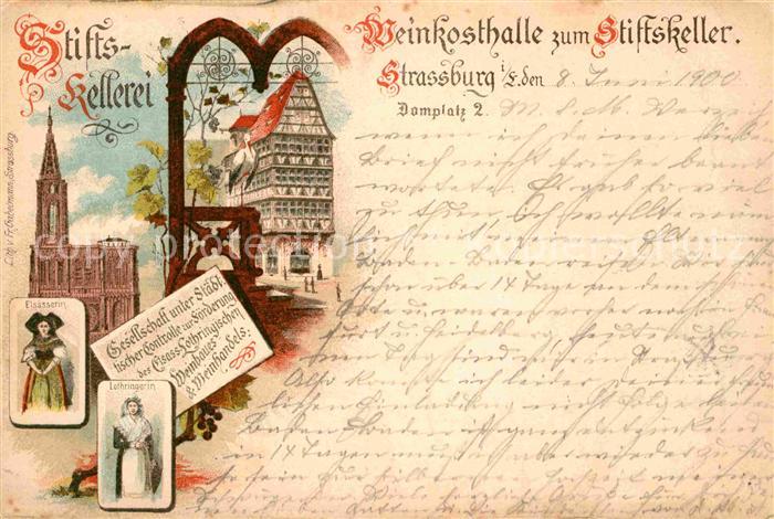Strassburg Elsass Münster Stiftskellerei Elsässerin Lothr