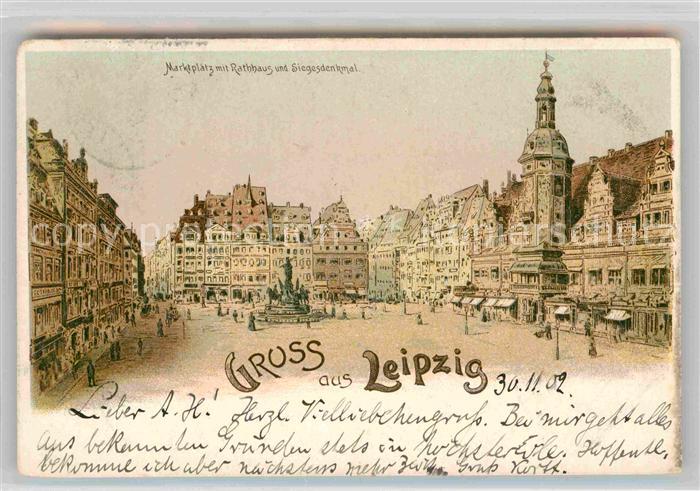 LEIPZIG Sachsen Marktplatz mit Rathhaus und Siegesdenkmal