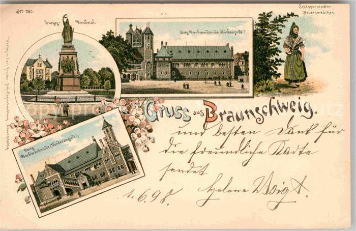 BRAUNSCHWEIG  CITY Siegesdenkmal Burg Dankwarderode Schoeppenstedter Bauernmaedc