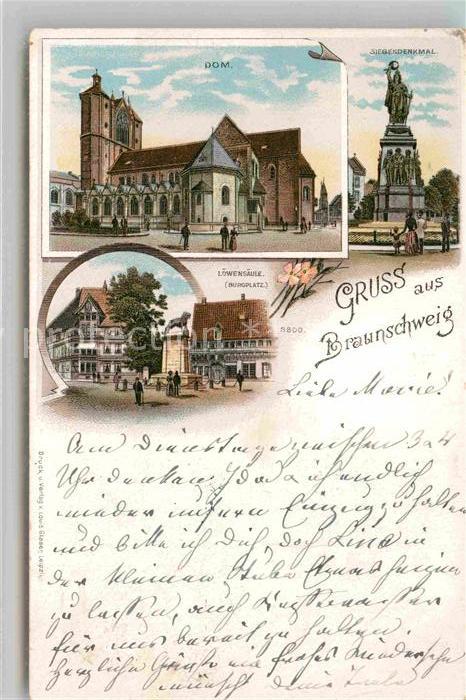 BRAUNSCHWEIG  CITY Dom Siegesdenkmal Loewensaeule Burgplatz