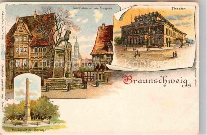 BRAUNSCHWEIG  CITY Loewensaeule Burgplatz Theater Monument der Herzoege