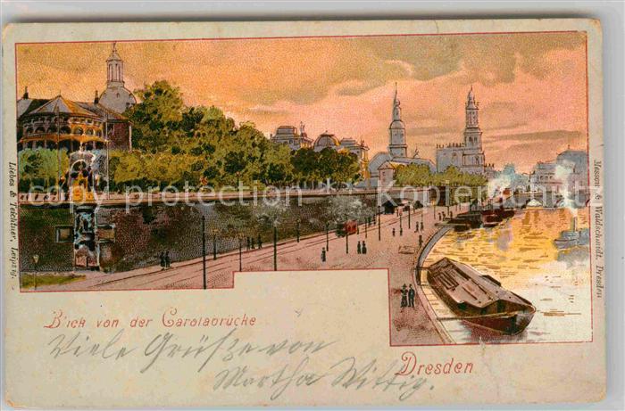 DRESDEN Elbe Blick von der Carolabruecke