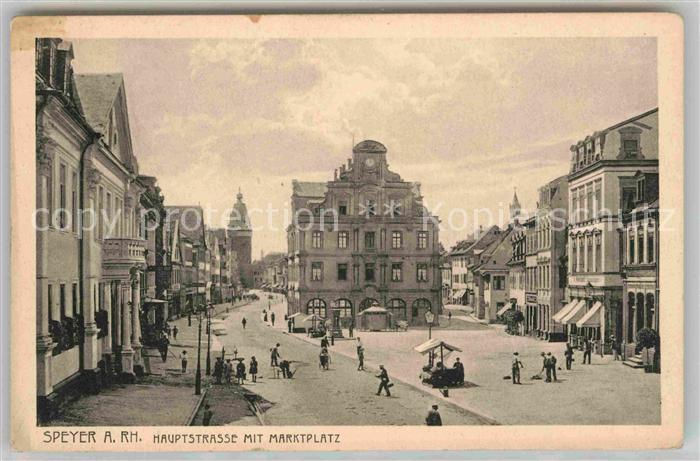 Speyer Rhein Hauptstrasse mit Marktplatz