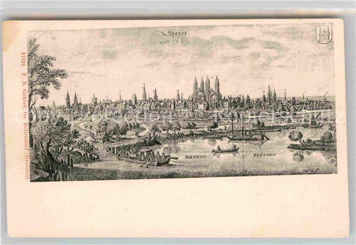 Speyer Rhein Stadtbild von 1689