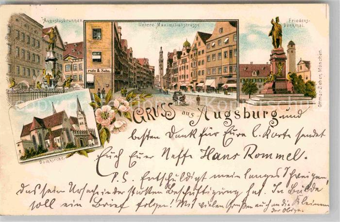 Augsburg Augustusbrunnen Domkirche Friedensdenkmal Maximilianstrasse