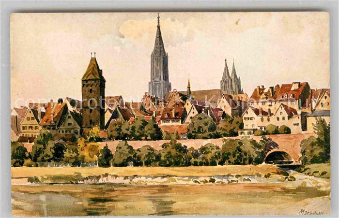 Ulm Donau Muenster Stadtansicht Kuenstler Marschall