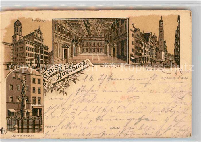 Augsburg Merkurbrunnen Perlachturm Goldener Saal