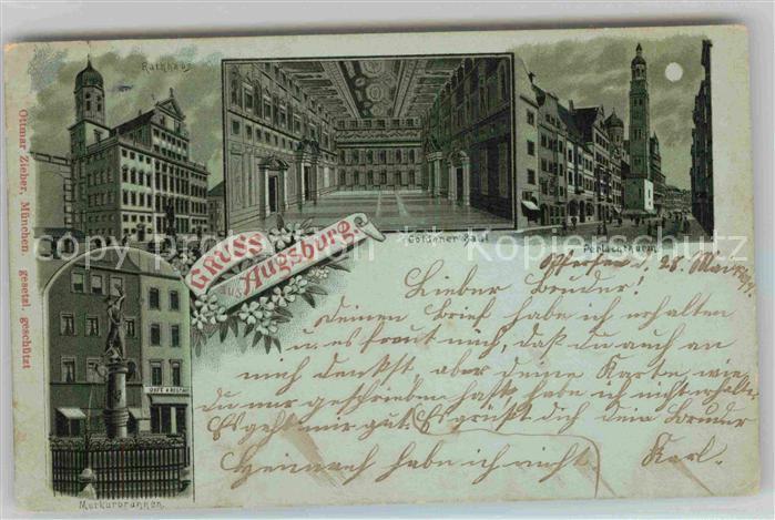 Augsburg Merkurbrunnen Perlachturm Goldener Saal Rathaus