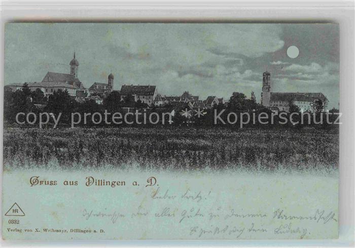 Dillingen Donau Stadtansicht Mondschein
