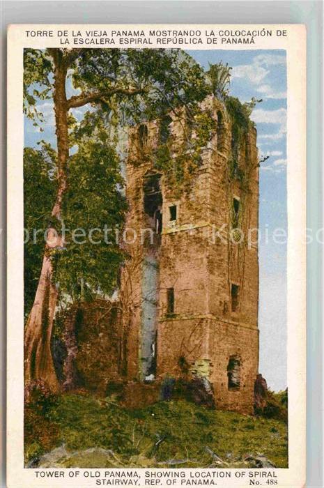 Panama Tower of Old Panama Showing location of Spiral Stairway