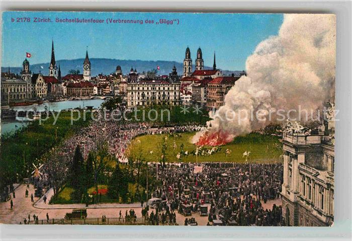 Zuerich ZH Sechselaeutenfeuer Verbrennung des Boegg