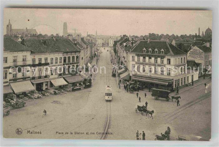 Malines Mechelen Flandre Place de la Station et rue Conscience