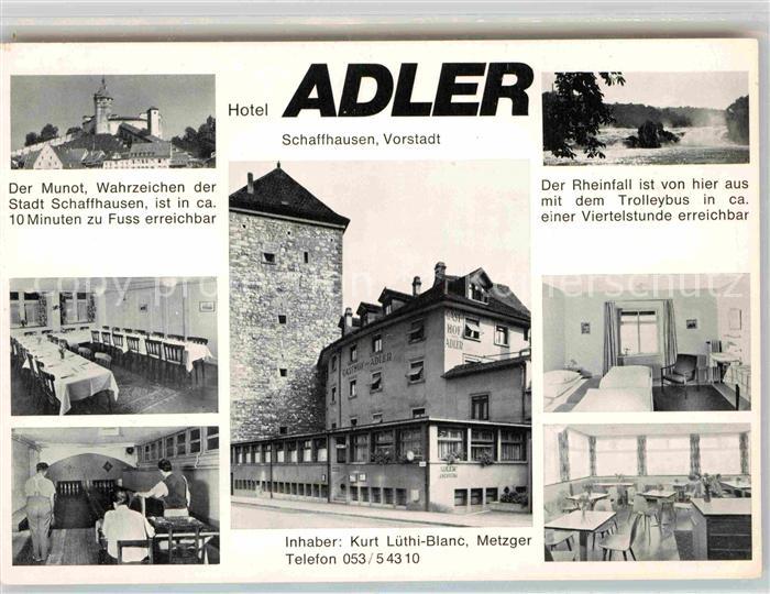 Schaffhausen SH Hotel Adler Gastraeume Kegelbahn Zimmer Rheinfall Der Munot