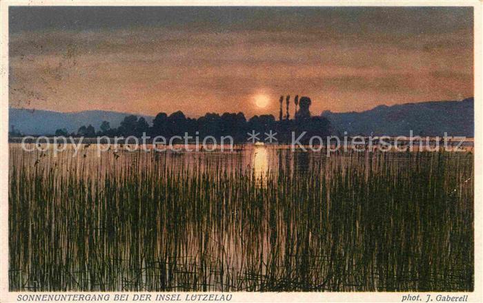 Foto Gaberell J. Nr. 2196 Insel Lützelau Sonnenuntergang