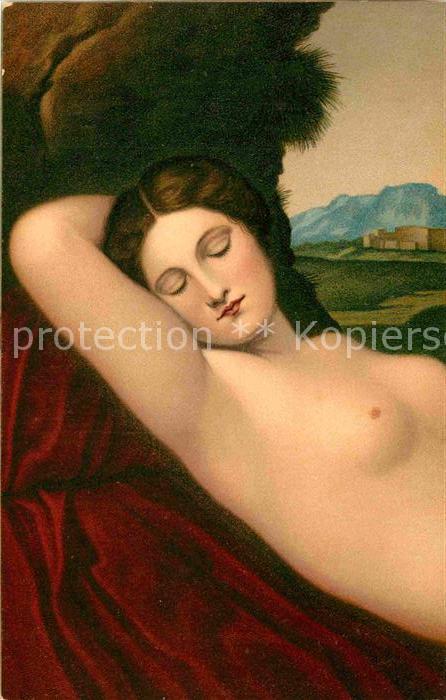Kuenstlerkarte Giorgione Brustbild der schlummernden V