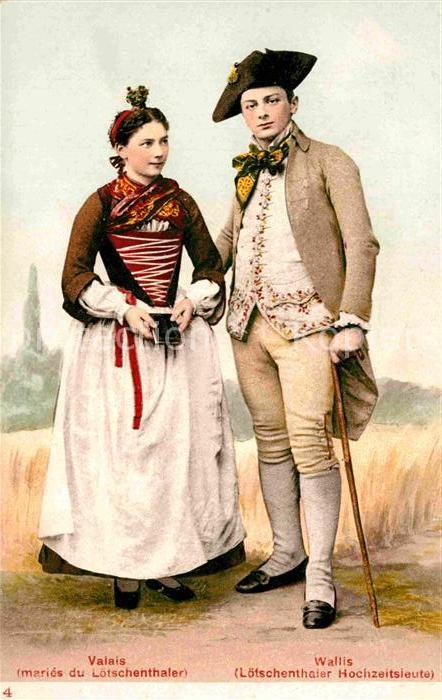 Trachten Schweiz Valais Lötschental Brautpaar