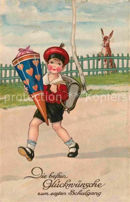 Kinder Child Enfants Schulgang Schultüte Hase