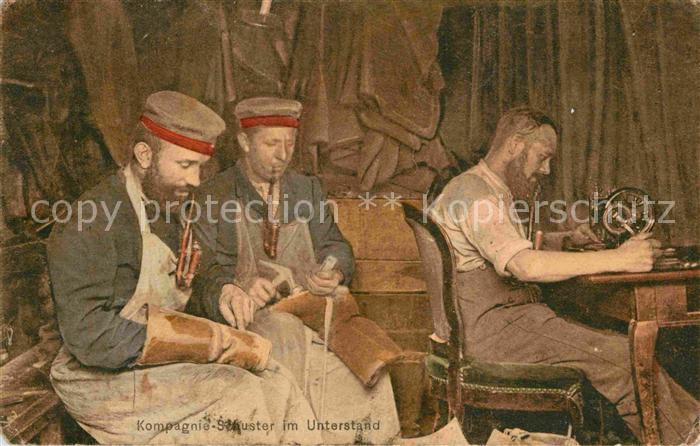 Militaria Soldatenleben WK1 Kompagnie-Schuster im Unterstand Pf