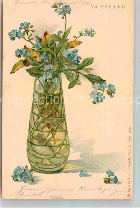 Blumen Vergissmeinnicht Vase Litho Blütenduft