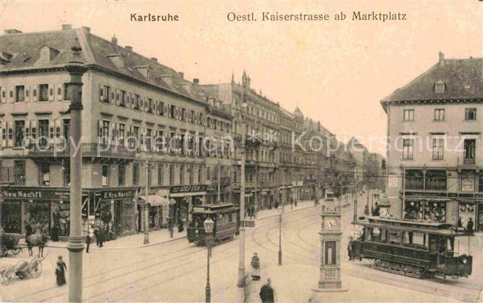 Strassenbahn Karlsruhe oestliche Kaiserstrasse Marktplatz