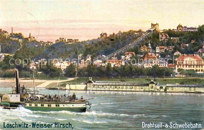 Verlag Wiedemann WIRO Nr. 1830 A Loschwitz Weisser Hirsch Drahtseilbahn