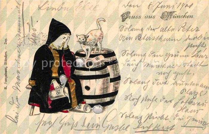 Muenchner Kindl Bierfass Bierkrug Katze