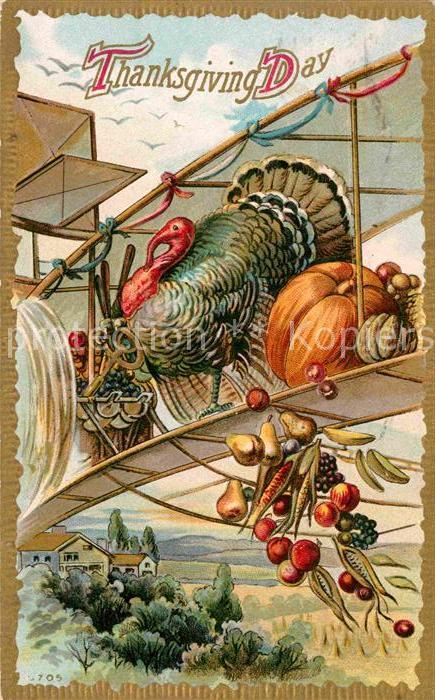Events Thanksgiving Day Truthahn Kuerbis Birnen Mais aepfel Litho