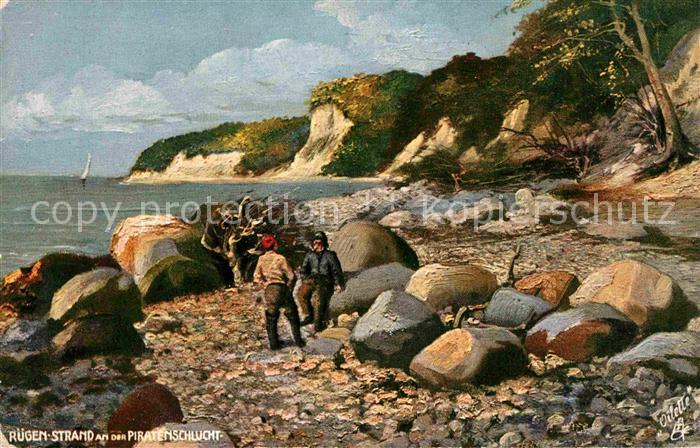 Verlag Tucks Oilette Nr. 689 B Ruegen Strand Piratenschlucht