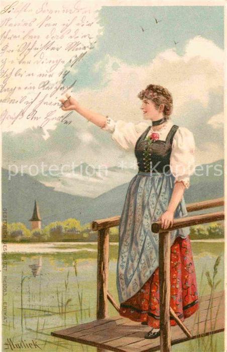 Mailick Frau Tracht Litho