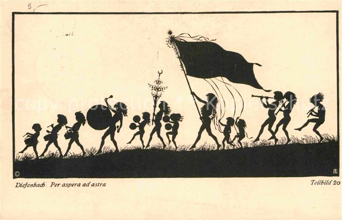 Scherenschnitt Schattenbildkarte Diefenbach Per aspera ad astra