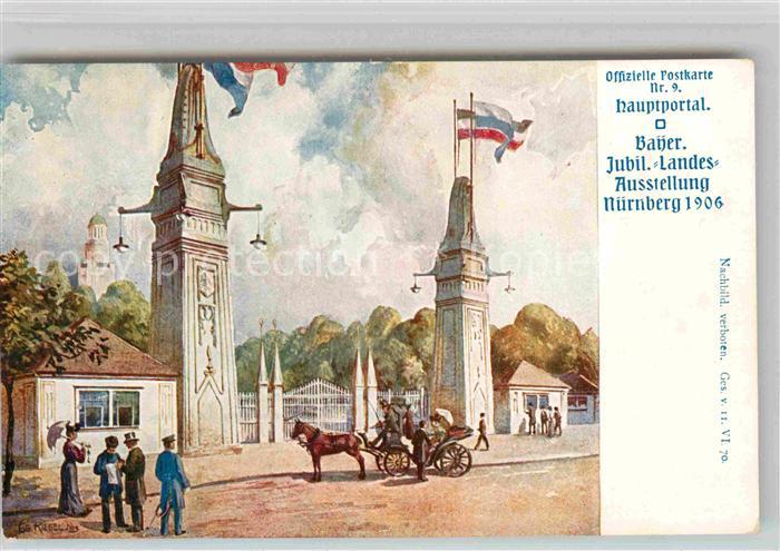 Ausstellung Bayr Landes Nuernberg 1906 Hauptportal Offizielle Postkarte Nr. 9